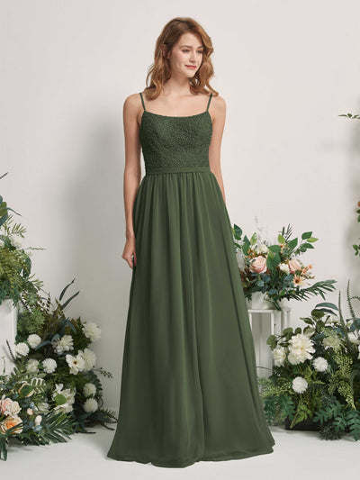 Carlyna Ursula A-Line Martini Olive Beaded Bridesmaid Dress Maxi Sleeveless Sweetheart Dress Front View #color_martini-olive