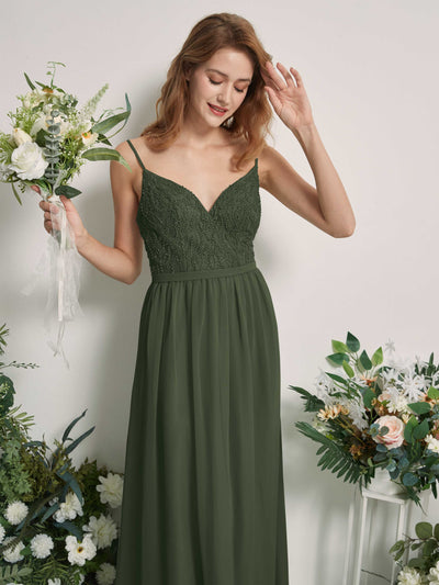 Carlyna Alexandra A-Line Martini Olive Beaded Bridesmaid Dress Maxi Sleeveless V-Neck Dress Side View 2 #color_martini-olive