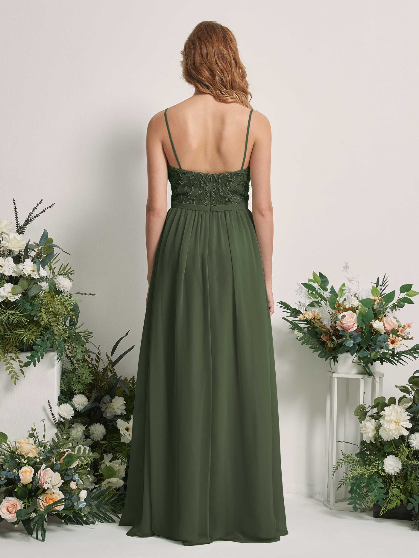 Martini Olive Bridesmaid Dresses A-line Spaghetti-straps Sleeveless Chiffon Dresses (81226507)#color_martini-olive