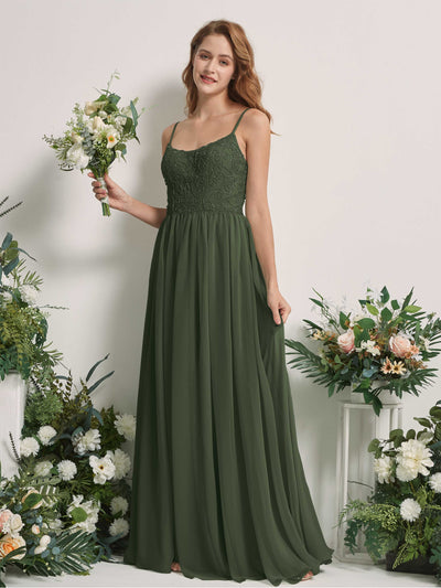 Carlyna Verna A-Line Martini Olive Beaded Bridesmaid Dress Maxi Sleeveless Sweetheart Dress Front View #color_martini-olive