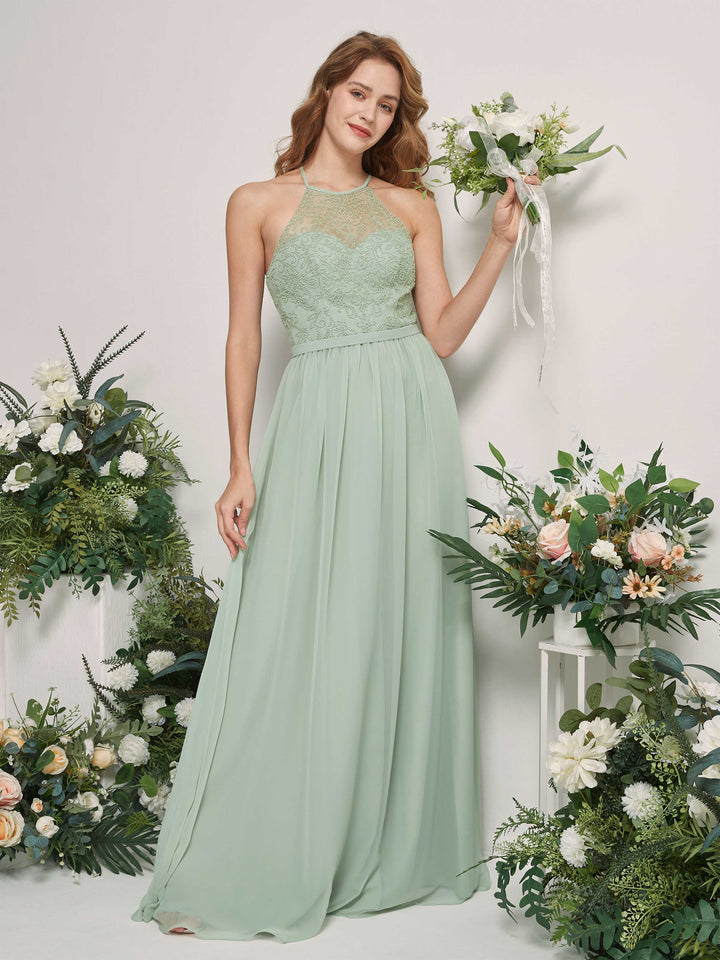 Mint Green Chiffon Bridesmaid Dress A-Line Maxi | Carlyna Mint Green Chiffon Bridesmaid Dress A-Line Maxi | Carlyna