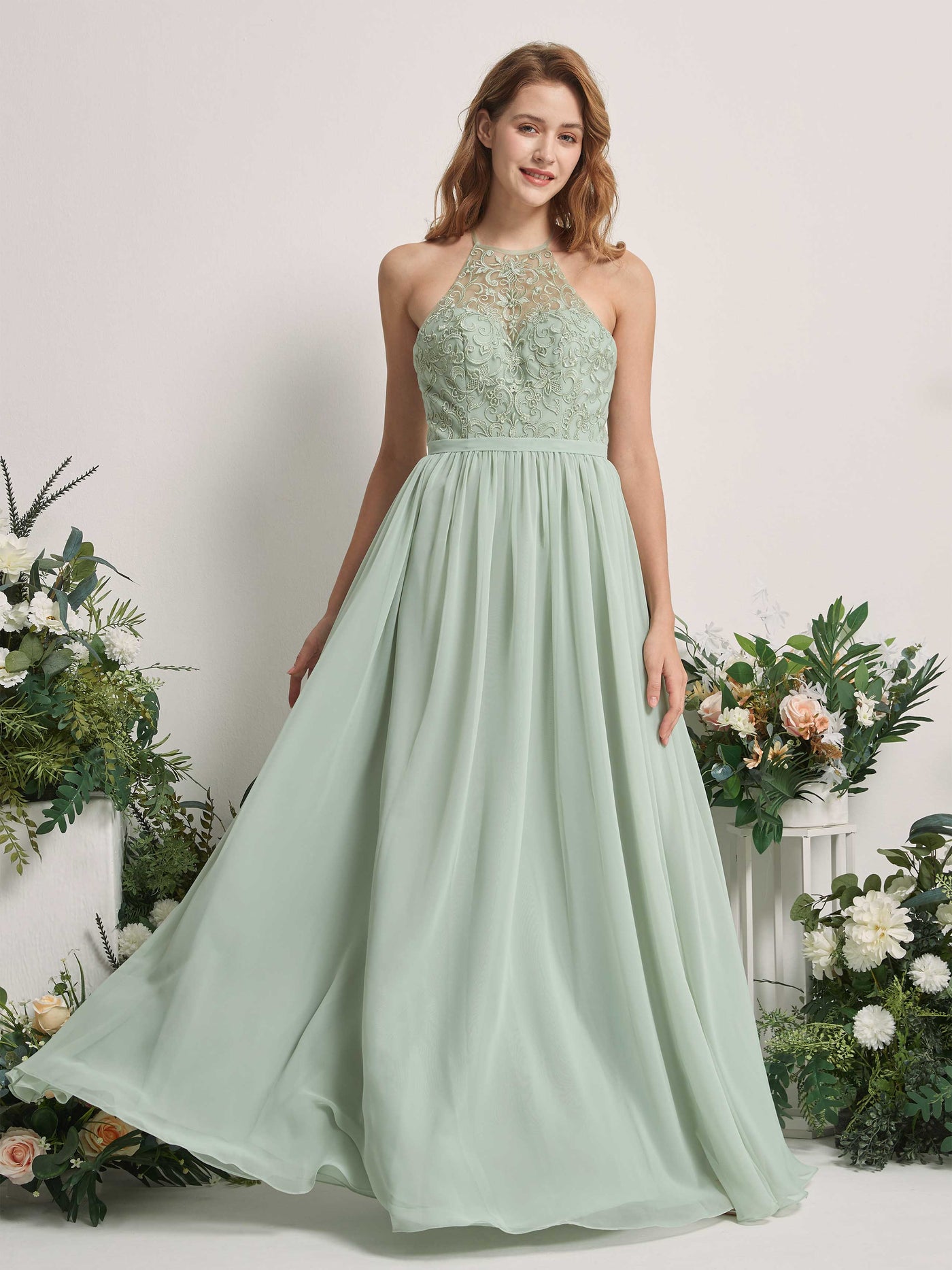 Sage Green Chiffon Bridesmaid Dress A-Line Floor-Length | Carlyna Sage Green Chiffon Bridesmaid Dress A-Line Floor-Length | Carlyna