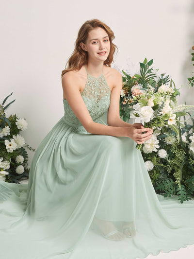 Carlyna Margaret A-Line Sage Green Embroidered Bridesmaid Dress Maxi Sleeveless Sweetheart Dress Side View 3 #color_sage-green