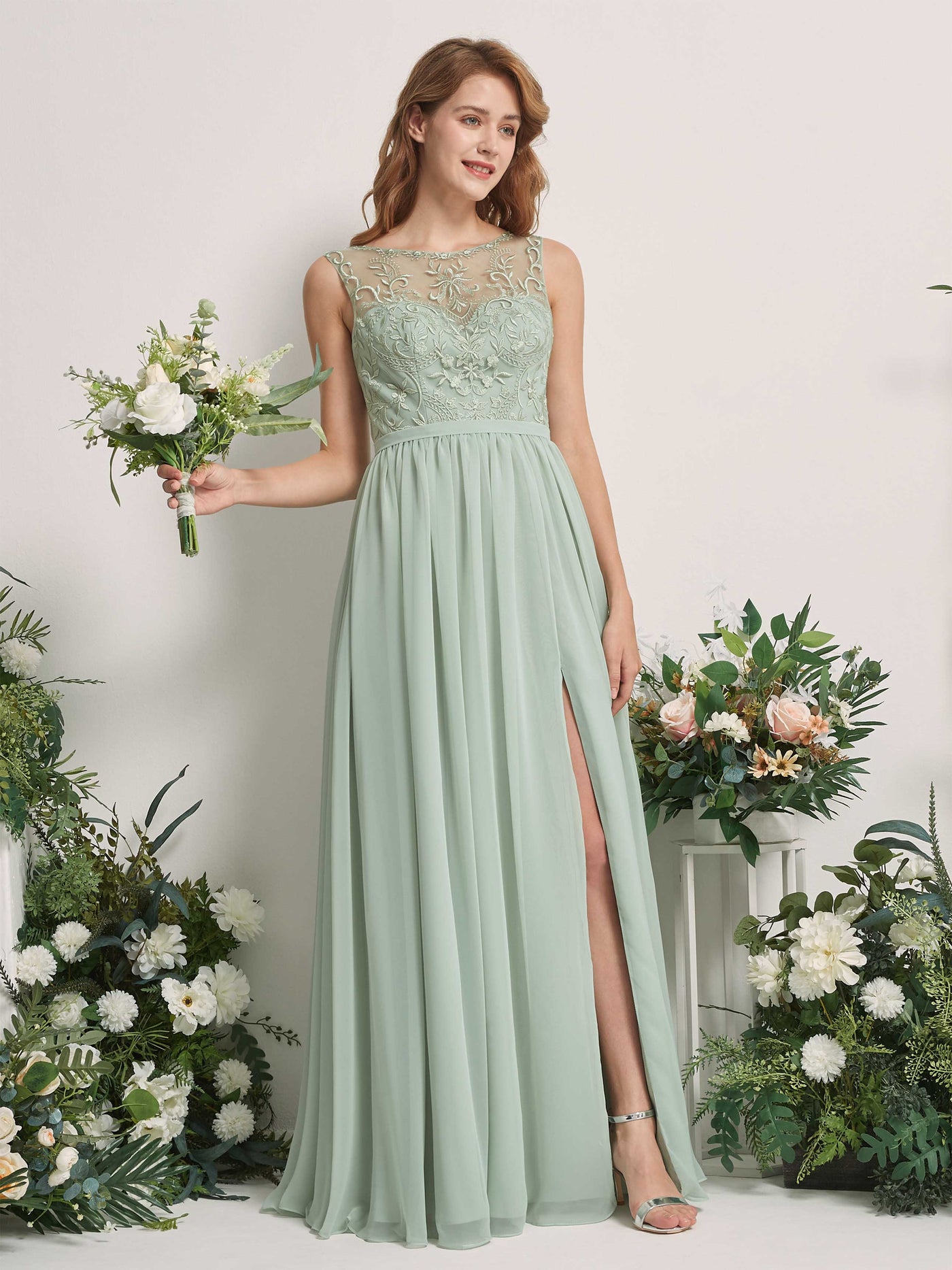 Sage Green Chiffon Bridesmaid Dress A-Line Floor-Length | Carlyna Sage Green Chiffon Bridesmaid Dress A-Line Floor-Length | Carlyna
