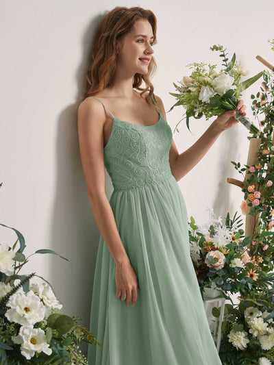 Carlyna Verna A-Line Sage Green Beaded Bridesmaid Dress Maxi Sleeveless Sweetheart Dress Side View 2 #color_sage-green