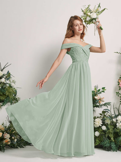 Carlyna Leona A-Line Sage Green Embroidered Bridesmaid Dress Maxi Sleeveless Sweetheart Dress Side View 2 #color_sage-green
