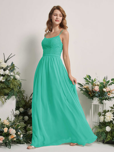 Carlyna Ursula A-Line Tiffany Beaded Bridesmaid Dress Maxi Sleeveless Sweetheart Dress Side View 2 #color_tiffany