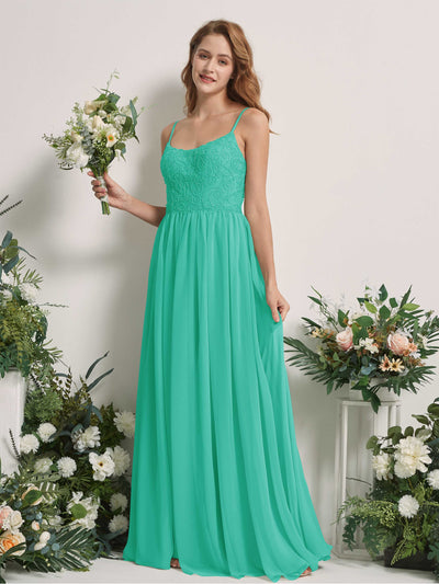 Carlyna Verna A-Line Tiffany Beaded Bridesmaid Dress Maxi Sleeveless Sweetheart Dress Front View #color_tiffany