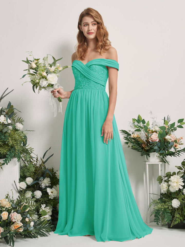 Tiffany Bridesmaid Dresses Ball Gown Off Shoulder Sleeveless Chiffon Dresses (83220432)