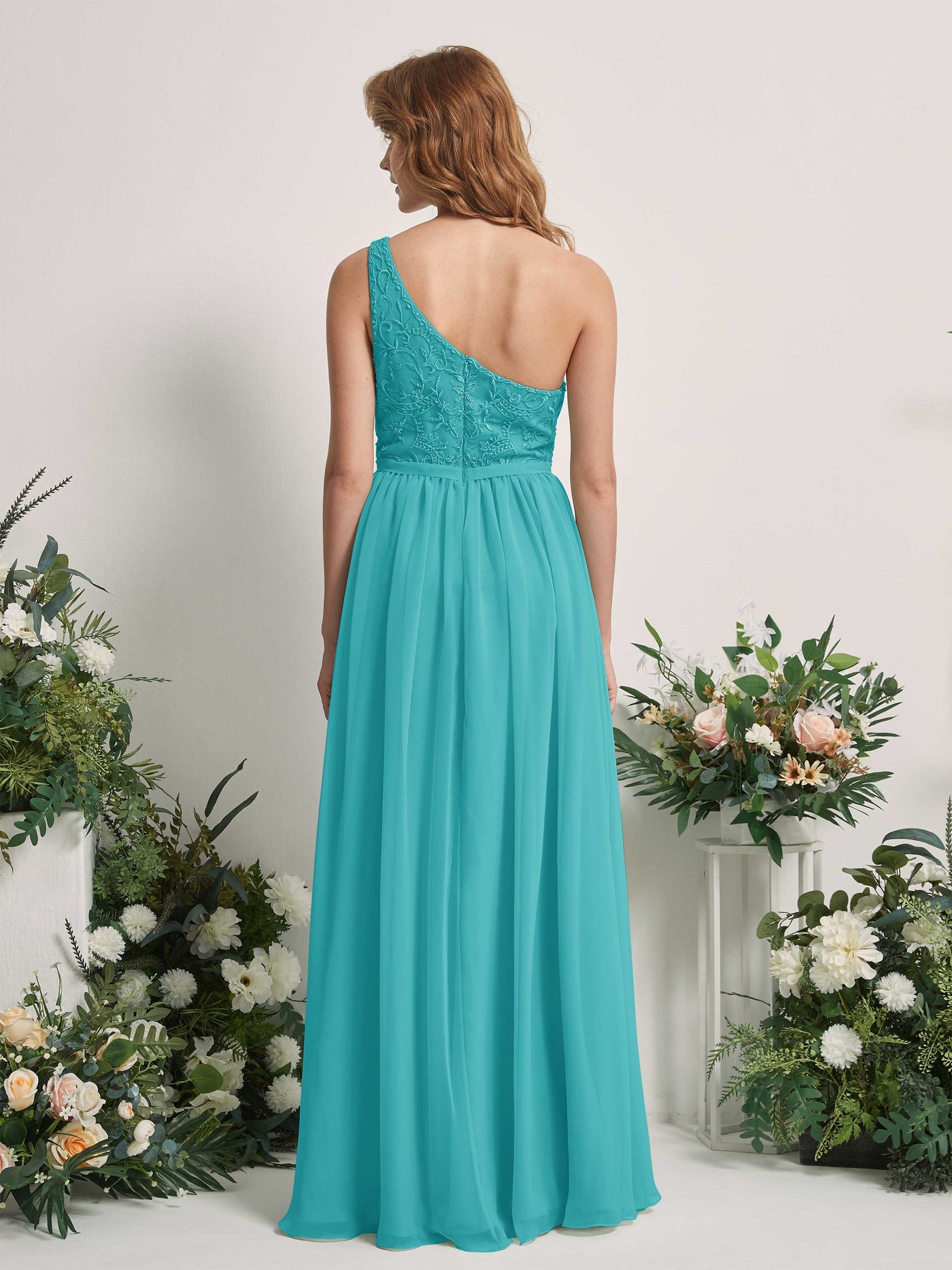 Turquoise Bridesmaid Dresses A-line Open back One Shoulder Sleeveless Dresses (83220523)#color_turquoise
