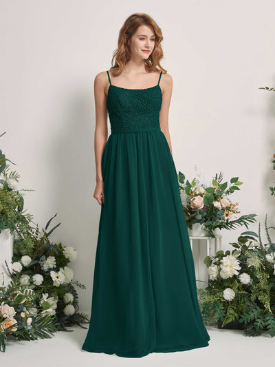 Carlyna Ursula A-Line Dark Emerald Beaded Bridesmaid Dress Maxi Sleeveless Sweetheart Dress Front View #color_dark-emerald