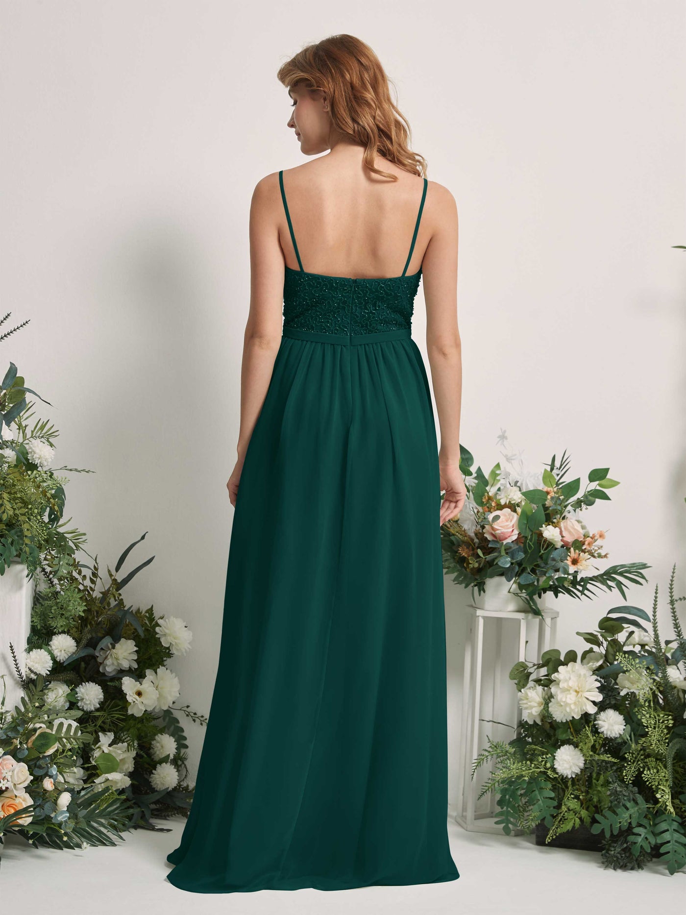 Dark Emerald Bridesmaid Dresses A-line Open back Spaghetti-straps Sleeveless Dresses (83220117)#color_dark-emerald