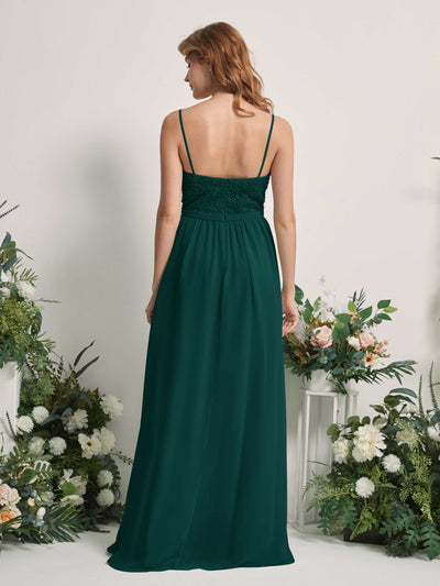 Carlyna Ursula A-Line Dark Emerald Beaded Bridesmaid Dress Maxi Sleeveless Sweetheart Dress Back View #color_dark-emerald