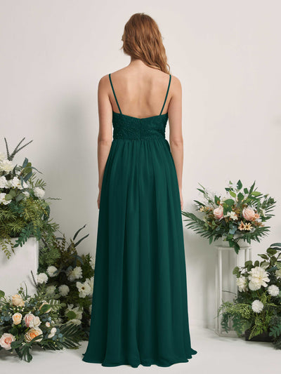Carlyna Verna A-Line Dark Emerald Beaded Bridesmaid Dress Maxi Sleeveless Sweetheart Dress Back View #color_dark-emerald