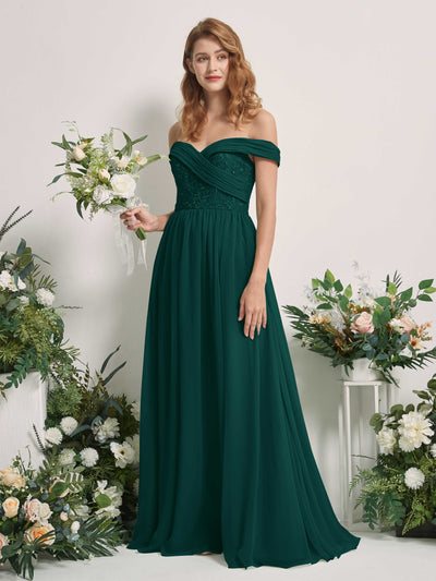 Carlyna Leona A-Line Dark Emerald Embroidered Bridesmaid Dress Maxi Sleeveless Sweetheart Dress Front View #color_dark-emerald