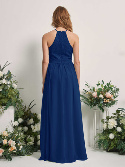 Carlyna Denise A-Line Royal Blue Embroidered Bridesmaid Dress Maxi Sleeveless Round Neck Dress Back View #color_royal-blue