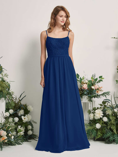 Carlyna Ursula A-Line Royal Blue Beaded Bridesmaid Dress Maxi Sleeveless Sweetheart Dress Front View #color_royal-blue