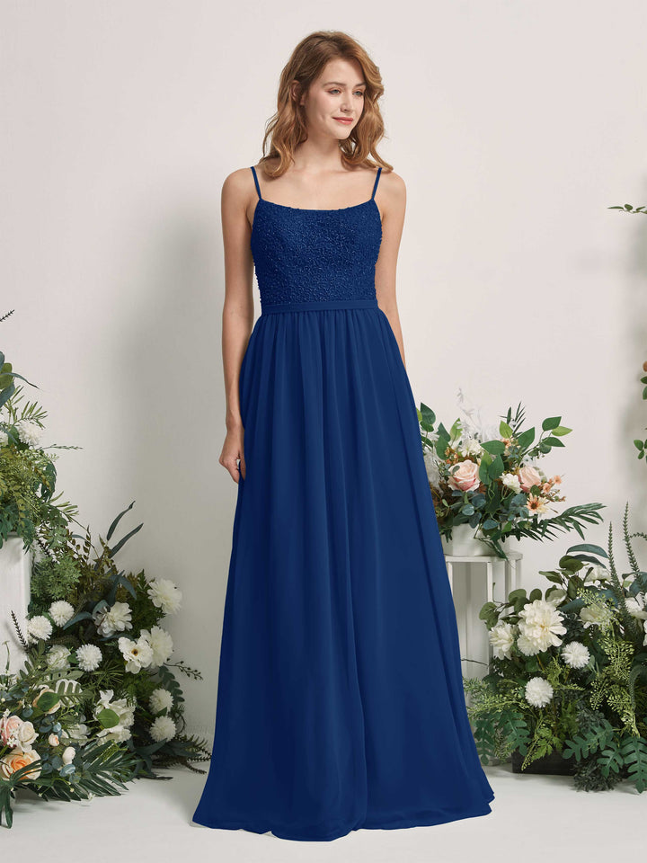 Royal Blue Bridesmaid Dresses A-line Open back Spaghetti-straps Sleeveless Dresses (83220137)