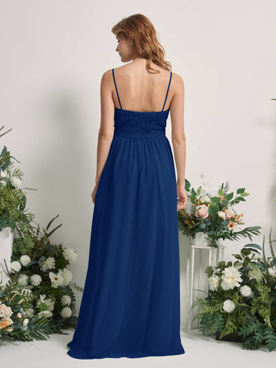 Carlyna Ursula A-Line Royal Blue Beaded Bridesmaid Dress Maxi Sleeveless Sweetheart Dress Back View #color_royal-blue