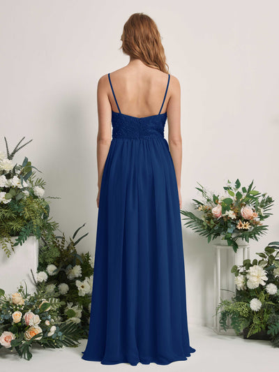 Carlyna Verna A-Line Royal Blue Beaded Bridesmaid Dress Maxi Sleeveless Sweetheart Dress Back View #color_royal-blue