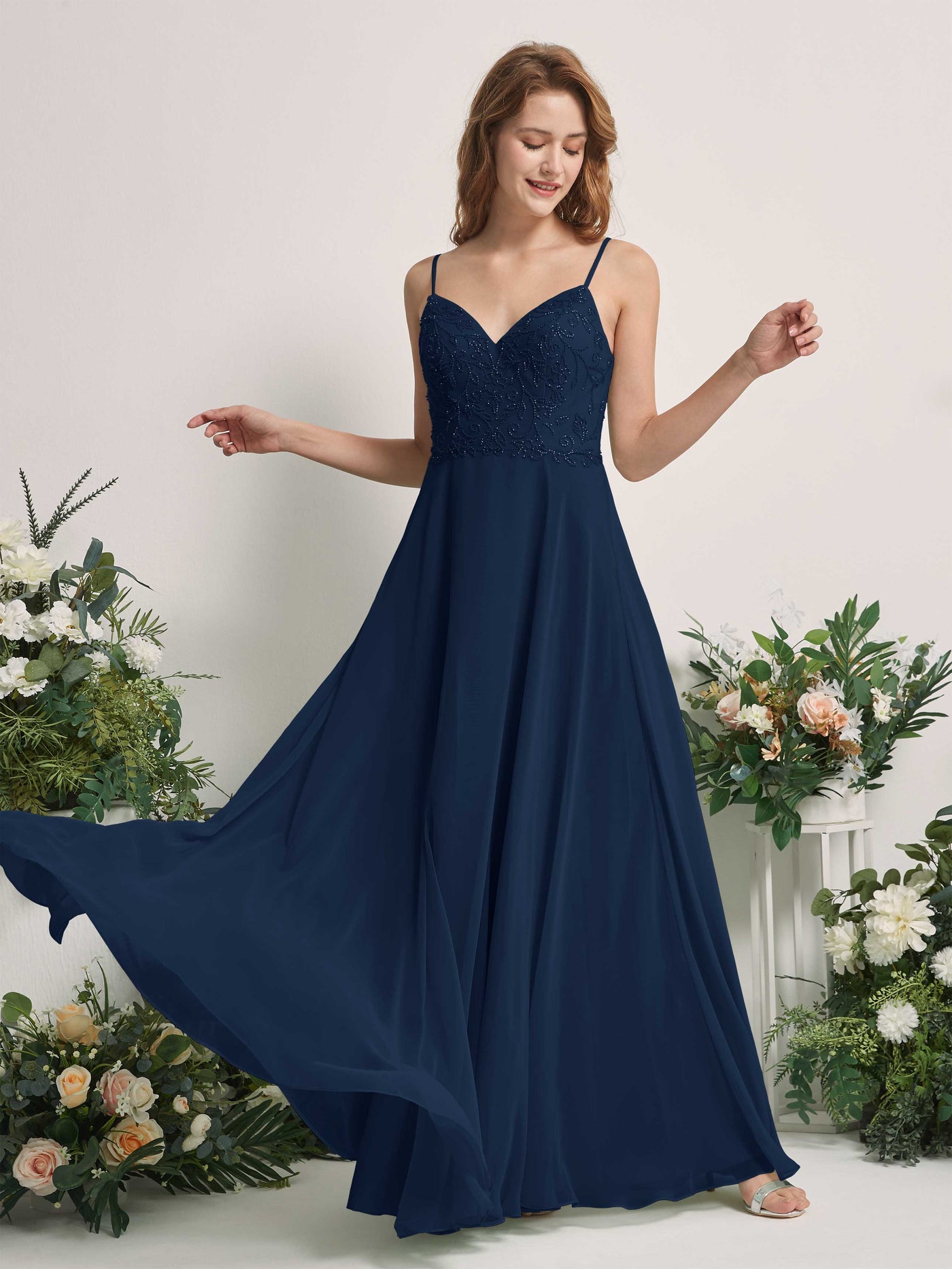 Navy Bridesmaid Dresses A-line Open back Spaghetti-straps Sleeveless Dresses (83221113)#color_navy
