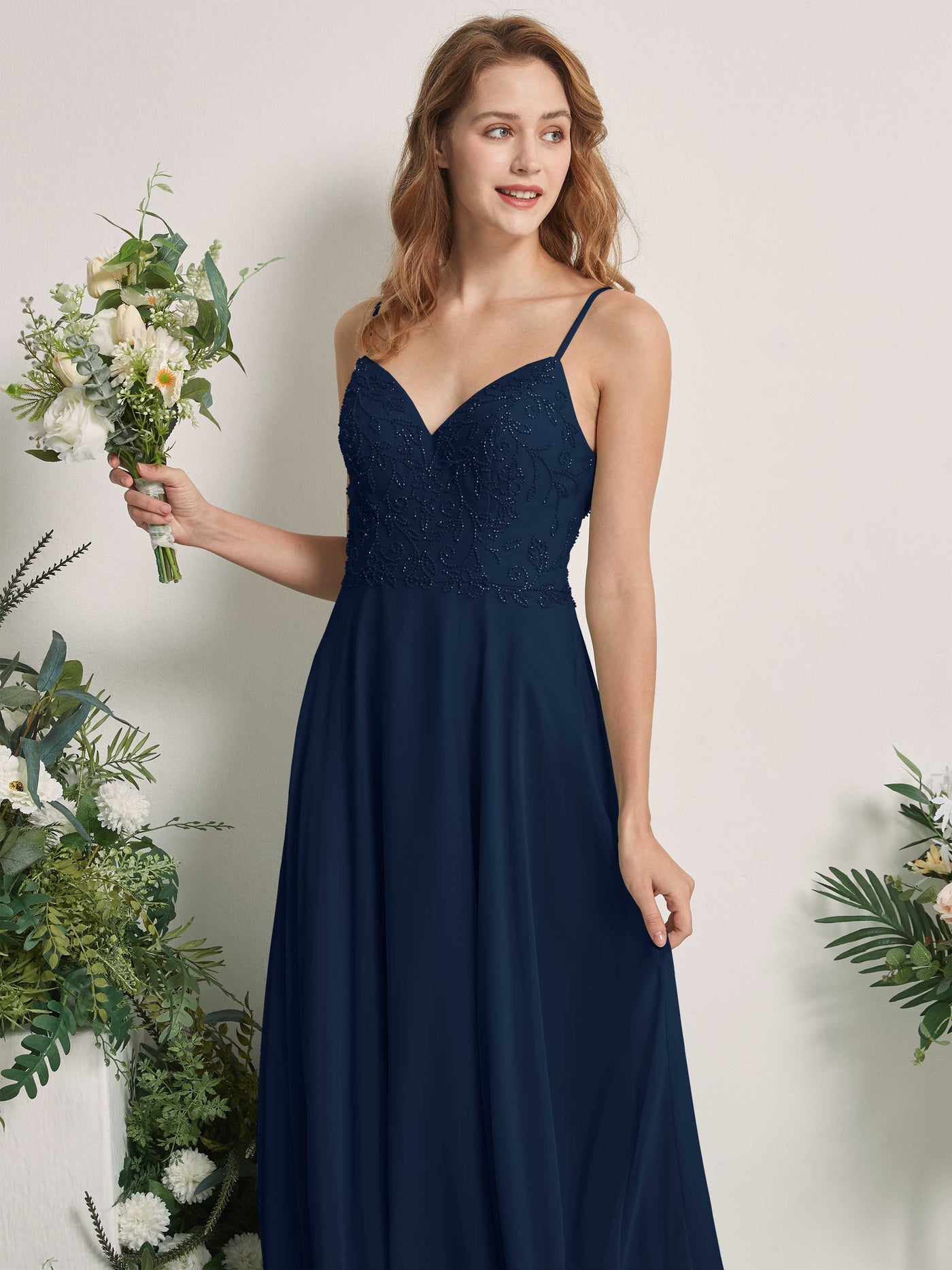 Navy Bridesmaid Dresses A-line Open back Spaghetti-straps Sleeveless Dresses (83221113)#color_navy