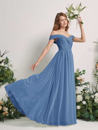 Carlyna Leona A-Line Dusty Blue Embroidered Bridesmaid Dress Maxi Sleeveless Sweetheart Dress Side View 2 #color_dusty-blue