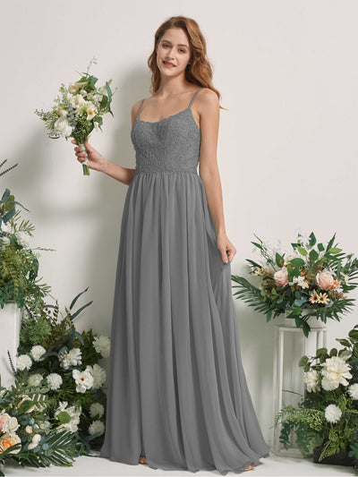 Carlyna Verna A-Line Steel Gray Beaded Bridesmaid Dress Maxi Sleeveless Sweetheart Dress Front View #color_steel-gray