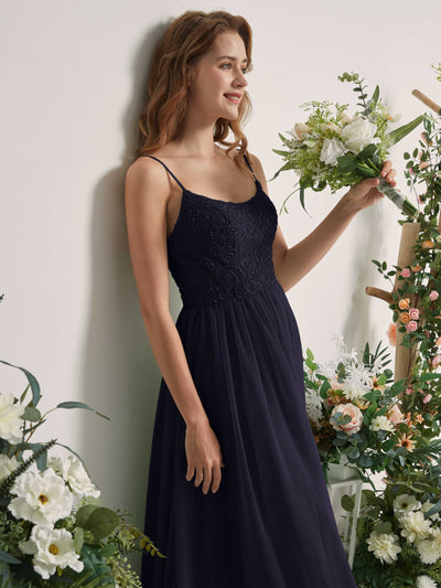 Carlyna Verna A-Line Dark Navy Beaded Bridesmaid Dress Maxi Sleeveless Sweetheart Dress Side View 2 #color_dark-navy