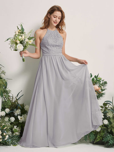 Carlyna Denise A-Line Dove Embroidered Bridesmaid Dress Maxi Sleeveless Round Neck Dress Front View #color_dove