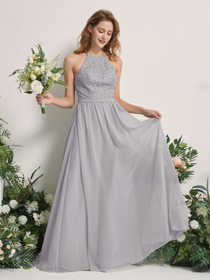 Dove Bridesmaid Dresses A-line Halter Sleeveless Chiffon Dresses (83220825)