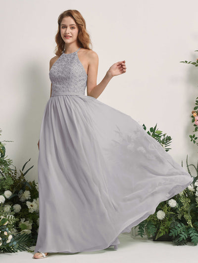 Carlyna Denise A-Line Dove Embroidered Bridesmaid Dress Maxi Sleeveless Round Neck Dress Side View 2 #color_dove