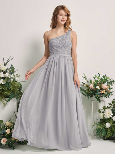 Carlyna Bonita A-Line Dove Embroidered Bridesmaid Dress Maxi Sleeveless One Shoulder Dress Front View #color_dove