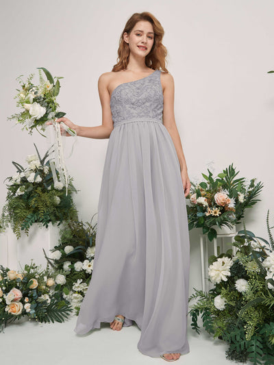 Carlyna Bonita A-Line Dove Embroidered Bridesmaid Dress Maxi Sleeveless One Shoulder Dress Side View 2 #color_dove