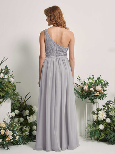 Carlyna Bonita A-Line Dove Embroidered Bridesmaid Dress Maxi Sleeveless One Shoulder Dress Back View #color_dove