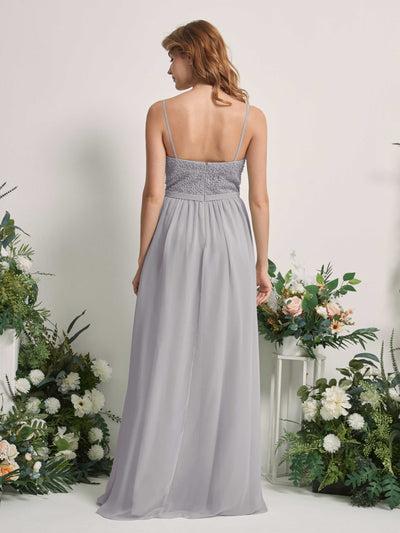 Carlyna Ursula A-Line Dove Beaded Bridesmaid Dress Maxi Sleeveless Sweetheart Dress Back View #color_dove