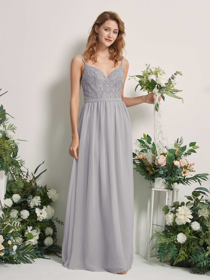 silver dress for maid of honor A-line Bridesmaid Dresses,Gorgeous Mother The Bride Dress,BD Modest high neck silver long bridesmaid dresses with slit Azazie Latrice