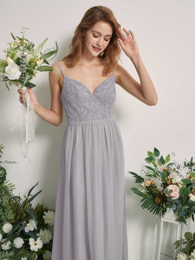 Carlyna Alexandra A-Line Dove Beaded Bridesmaid Dress Maxi Sleeveless V-Neck Dress Side View 2 #color_dove