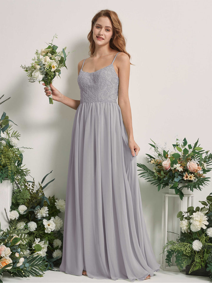 Dove Bridesmaid Dresses A-line Spaghetti-straps Sleeveless Chiffon Dresses (83221225)