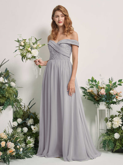 Carlyna Leona A-Line Dove Embroidered Bridesmaid Dress Maxi Sleeveless Sweetheart Dress Front View #color_dove