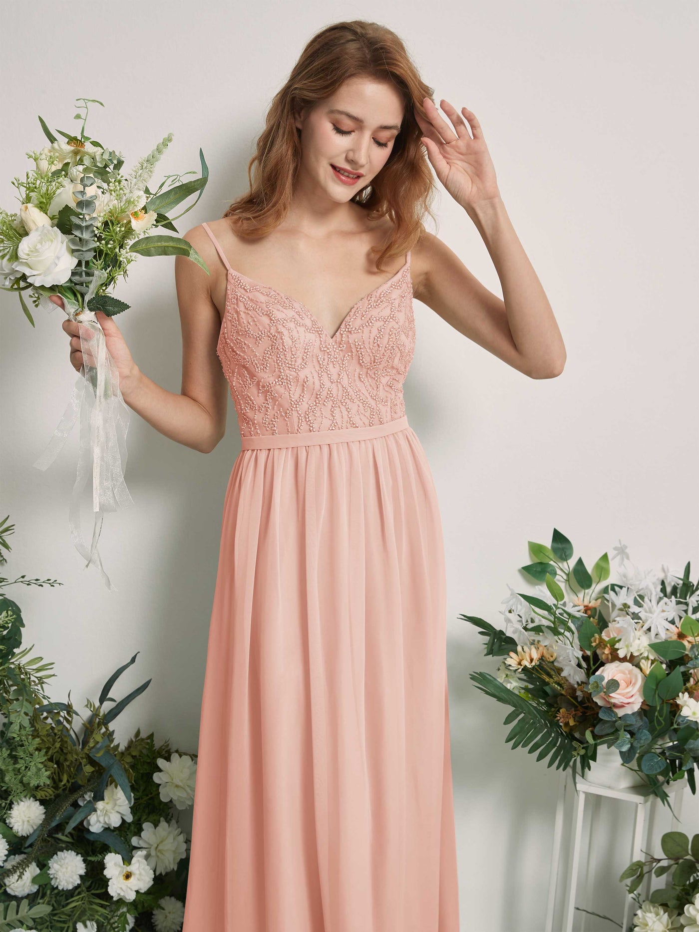 Pearl Pink Bridesmaid Dresses A-line Spaghetti-straps Sleeveless Chiffon Dresses (81226508)#color_pearl-pink