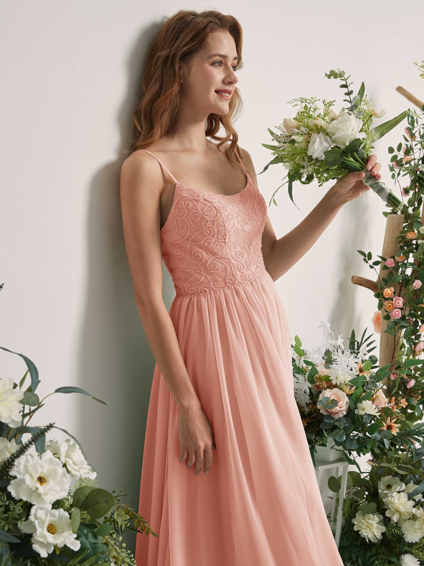 Pearl Pink Bridesmaid Dresses A-line Spaghetti-straps Sleeveless Chiffon Dresses (83221208)#color_pearl-pink