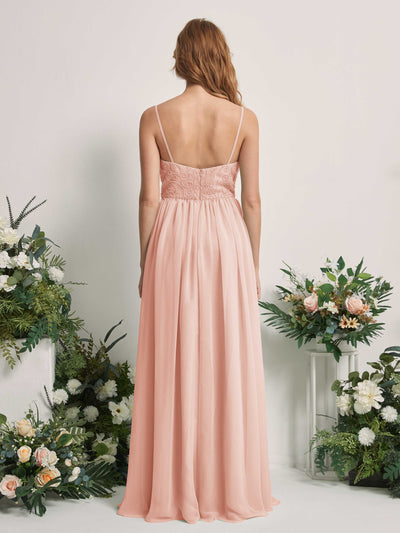 Carlyna Verna A-Line Pearl Pink Beaded Bridesmaid Dress Maxi Sleeveless Sweetheart Dress Back View #color_pearl-pink