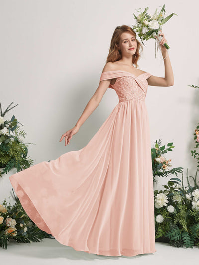 Carlyna Leona A-Line Pearl Pink Embroidered Bridesmaid Dress Maxi Sleeveless Sweetheart Dress Side View 2 #color_pearl-pink