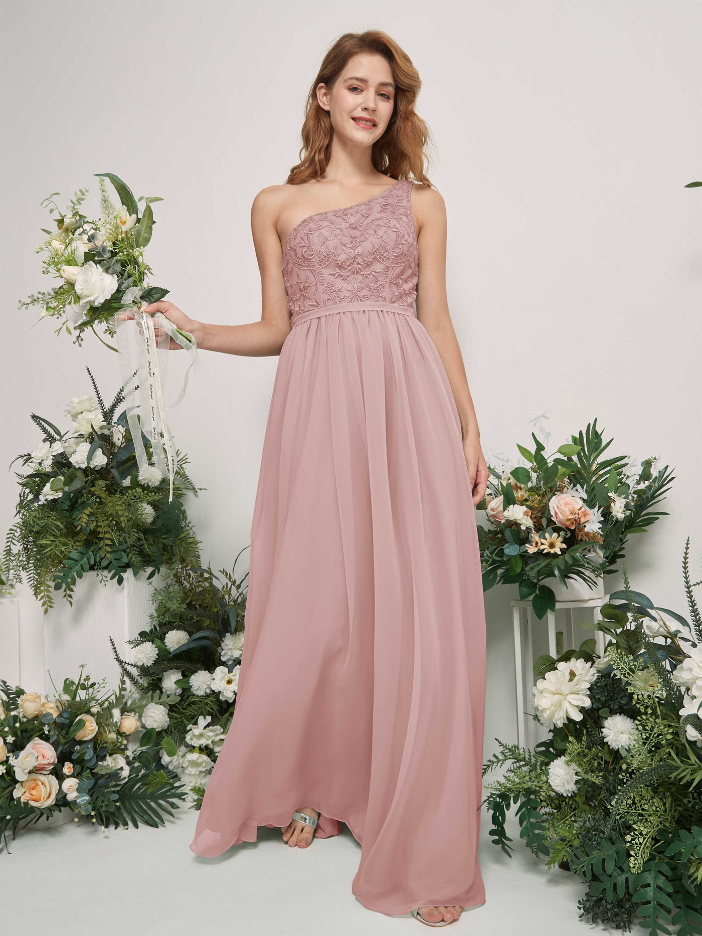 Dusty Rose Bridesmaid Dresses A-line Open back One Shoulder Sleeveless Dresses (83220509)#color_dusty-rose