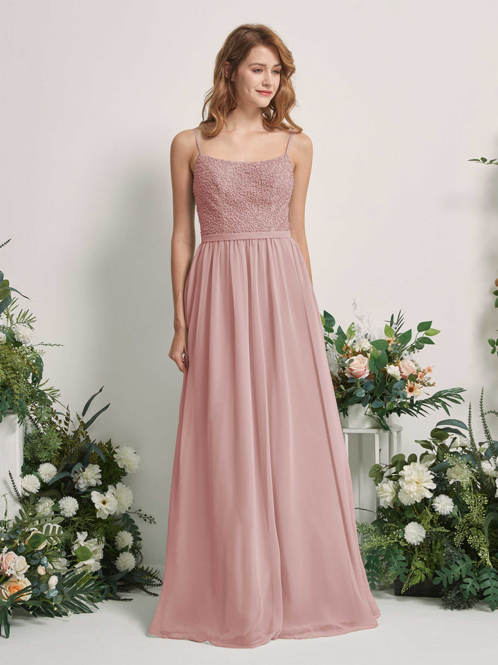 Dusty Rose Bridesmaid Dresses A-line Open back Spaghetti-straps Sleeveless Dresses (83220109)