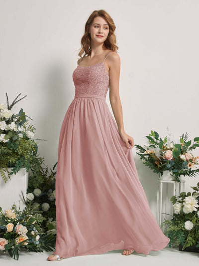 Carlyna Ursula A-Line Dusty Rose Beaded Bridesmaid Dress Maxi Sleeveless Sweetheart Dress Side View 2 #color_dusty-rose