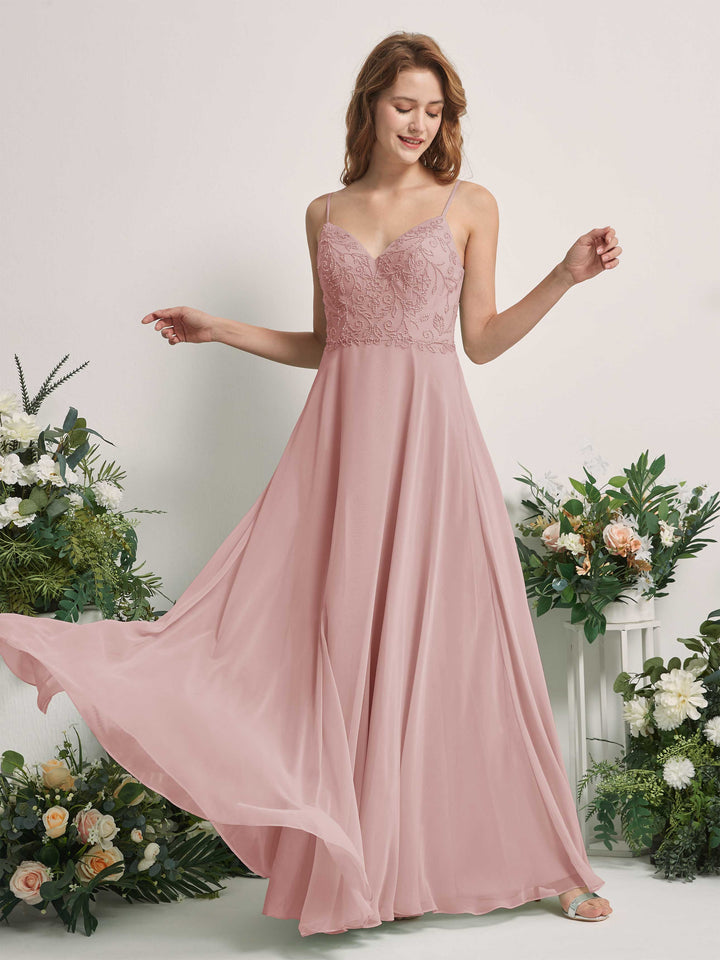 Dusty Rose Bridesmaid Dresses A-line Open back Spaghetti-straps Sleeveless Dresses (83221109)