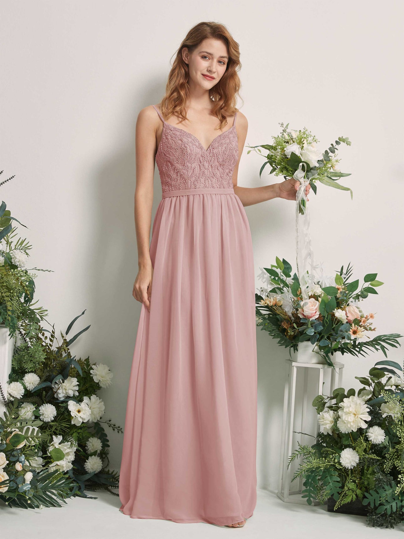 Dusty Rose Bridesmaid Dresses A-line Spaghetti-straps Sleeveless Chiffon Dresses (81226509)#color_dusty-rose