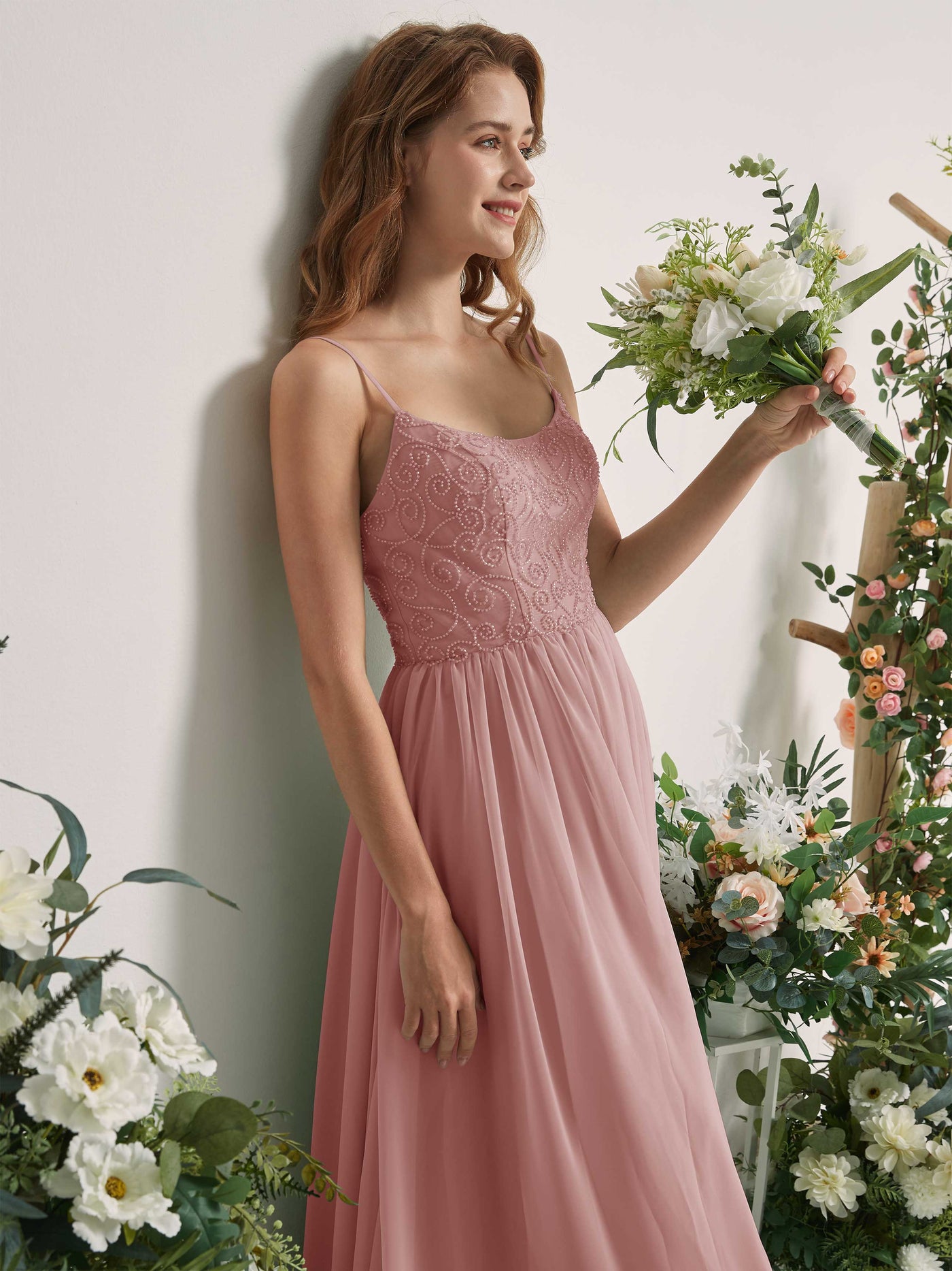 Dusty Rose Bridesmaid Dresses A-line Spaghetti-straps Sleeveless Chiffon Dresses (83221209)#color_dusty-rose